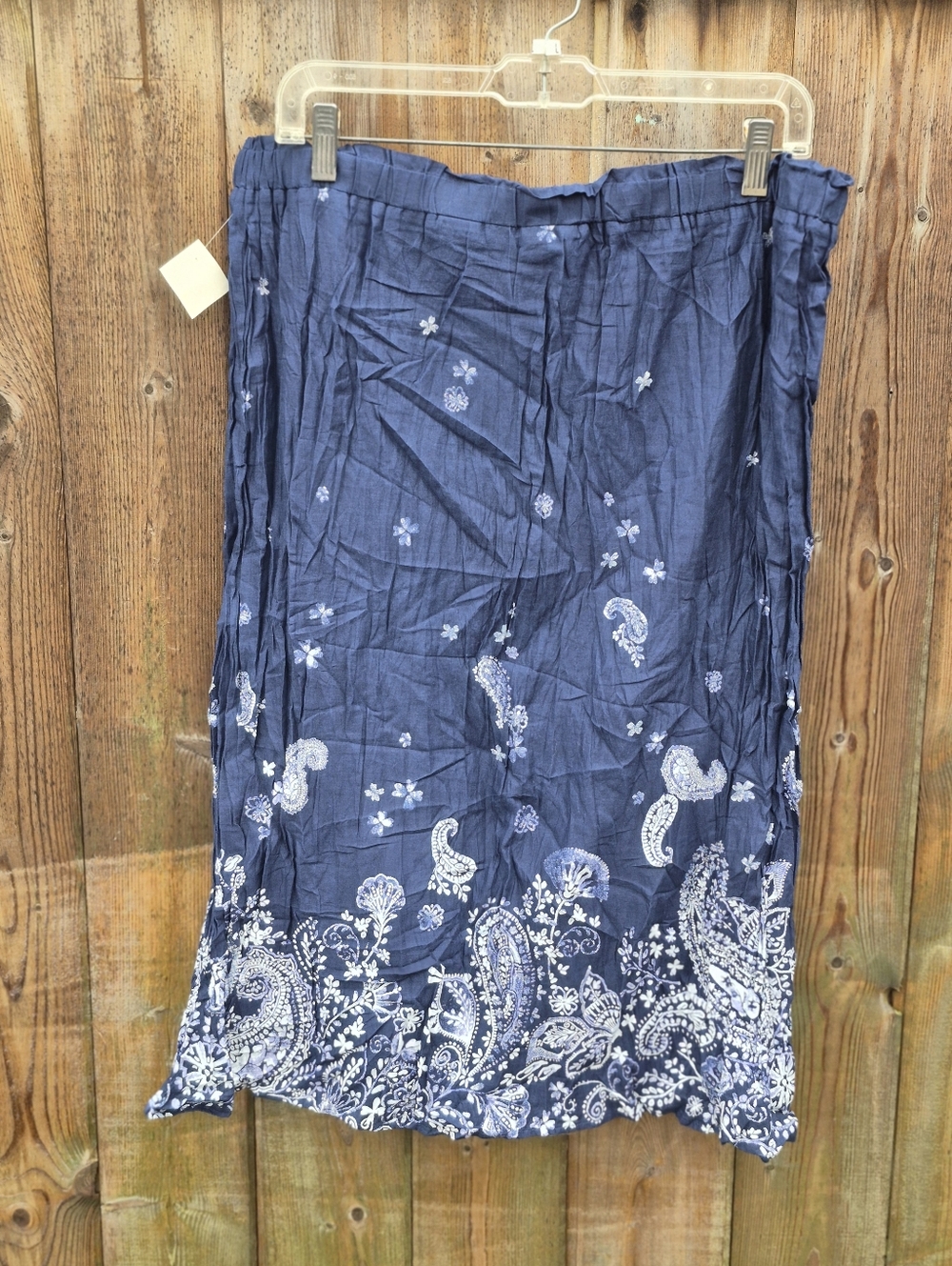 Eddie Bauer Size Larde Navy Blue Paisley Midi Skirt - Picture 17 of 17